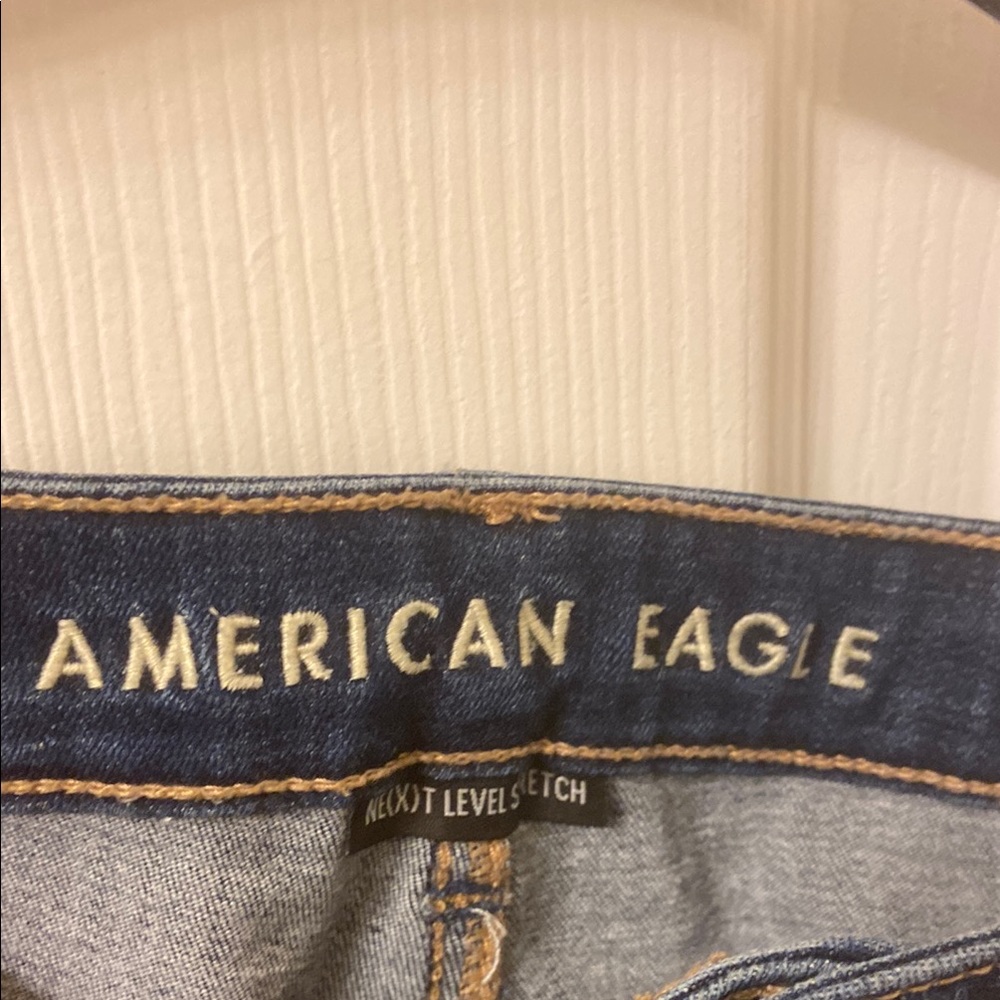 American Eagle Outfitters Blue Skinny Jeans High-Rise Stretch - Picture 2 of 5